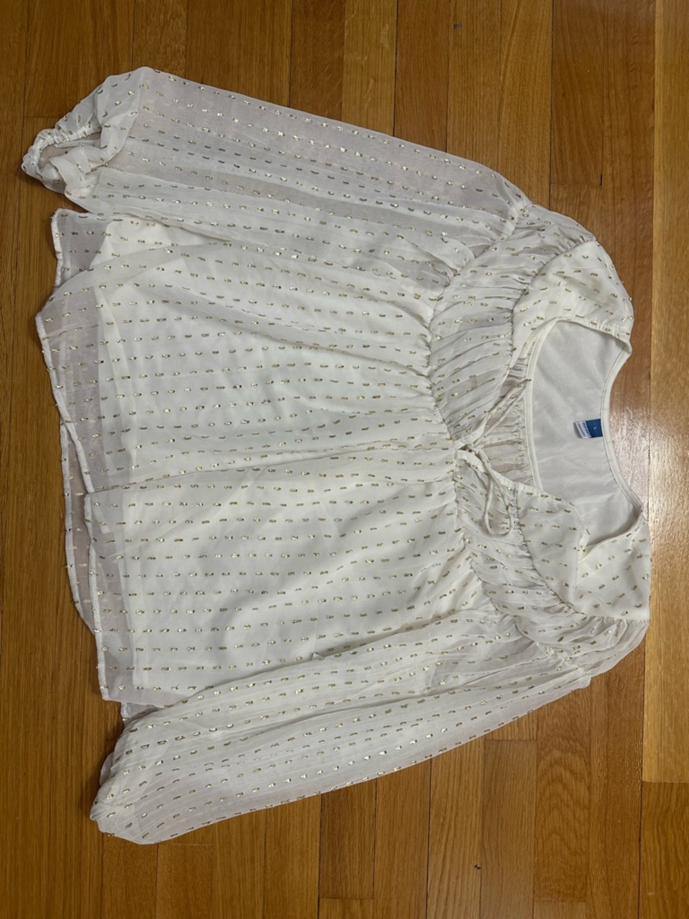 Old Navy White Blouse with Gold Metallic Dots NWT Size Large